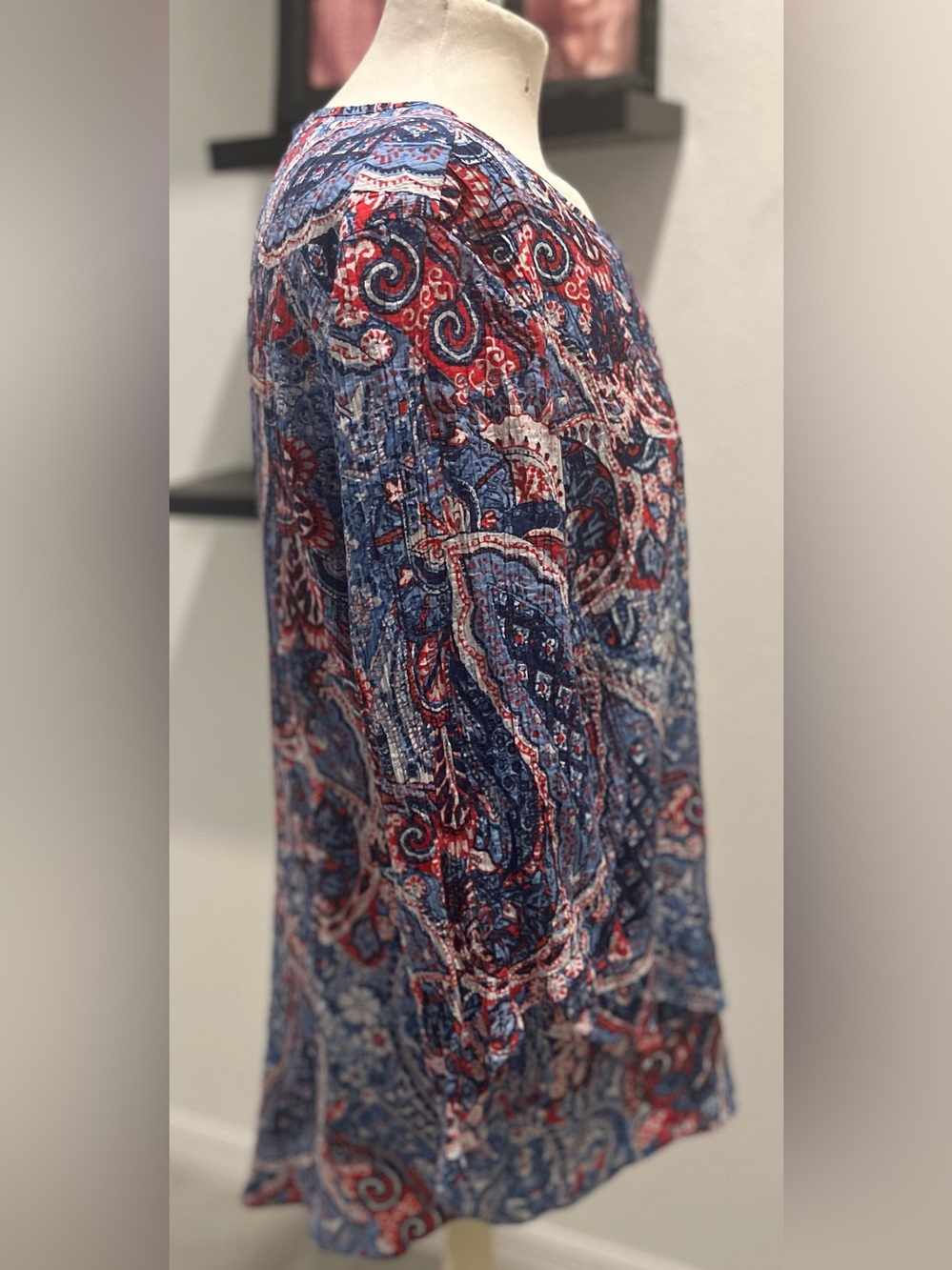 Ruby Rd. Red & Blue Paisley Split-Notch Tunic - Picture 7 of 11